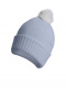 Gorro liso con pompón pelo (1-4 años) Lightblue-Crude