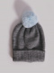 Gorro liso con pompón pelo (1-4 años) Grey-Lightblue