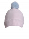 Gorro liso con pompón pelo (1-4 años) Pink-Lightblue