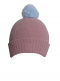 Gorro liso con pompón pelo (1-4 años) Rosewood-Lightblue