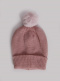 Gorro liso con pompón pelo (1-4 años) Rosewood-Rosa