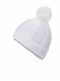 Gorro de malha para bebê oito com cabelo de pompom (0-12 meses) White-White