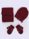 Chapéu, cachecol e luvas com laço duplo (1-2 anos) Maroon