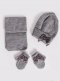 Chapéu, cachecol e luvas com laço duplo (1-2 anos) Grey