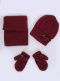 Chapéu, cachecol e luvas com laço de volume (1-2 anos) Maroon