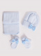 Chapéu, cachecol e luvas com laço de veludo (1-2 anos) Lightblue