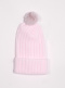 Gorro tricotado com pompom feminino Pink-Pink