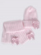 Chapéu canelado e cachecol com laço de cetim volumoso (3-8 anos) Pink